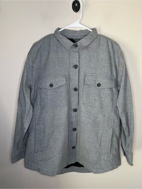 Eddie Bauer Women's Gray Fleece Sherpa Lined Flannel Shirt Jacket Size L NWT